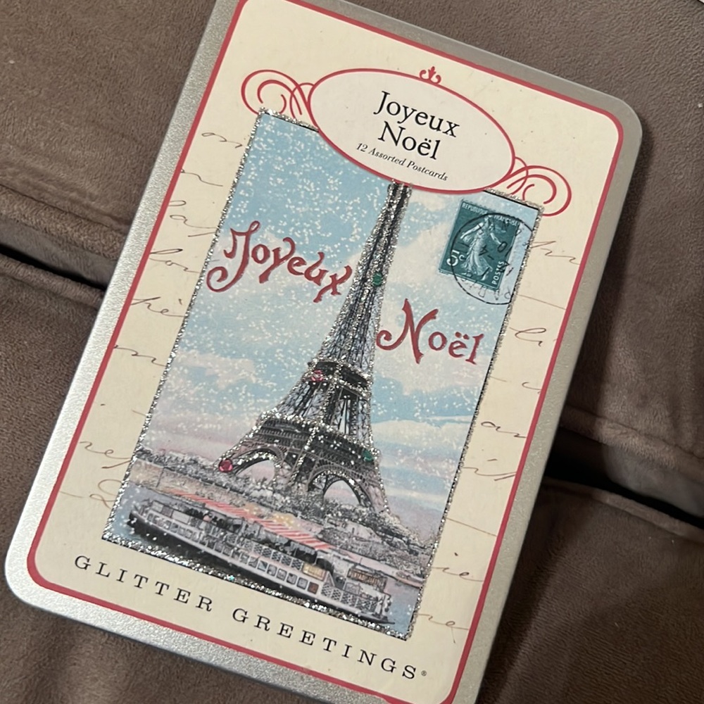 NWT Glitter Paris Christmas Joyeux Noel Greeting Cards